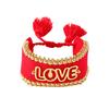 Буква LOVE Позолоченная 18 каратным золотом Голографическая Медная Бусина Плетеная Кисточка Ручной Шнурок для Подарка