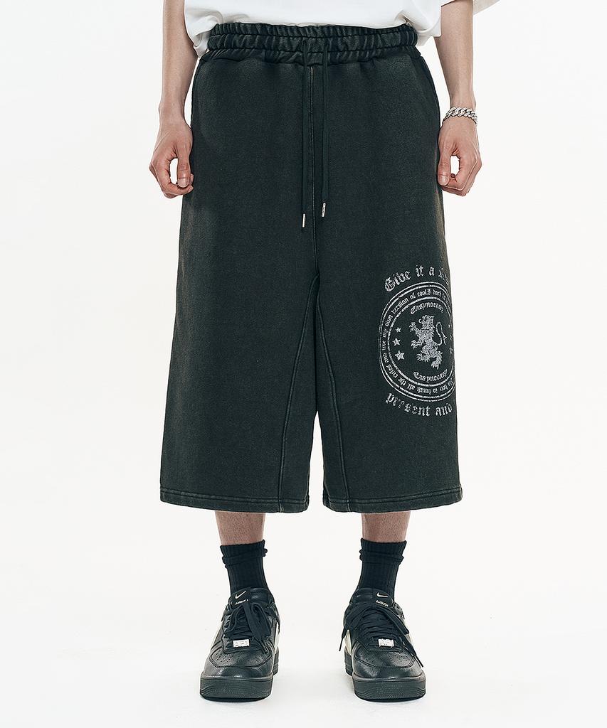 EASY NO EASY Big Emblem Bermuda Sweatpants - Black
