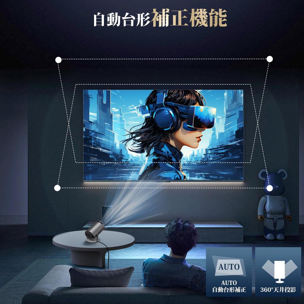 JUUE Small для домашнего использования, оснащенный Android 5G Wifi 300ANSI, совместимый с домашним потолком 1080P, автоматическим трапецеидальным зумом HiFi, встроенным мини-пультом дистанционного управления