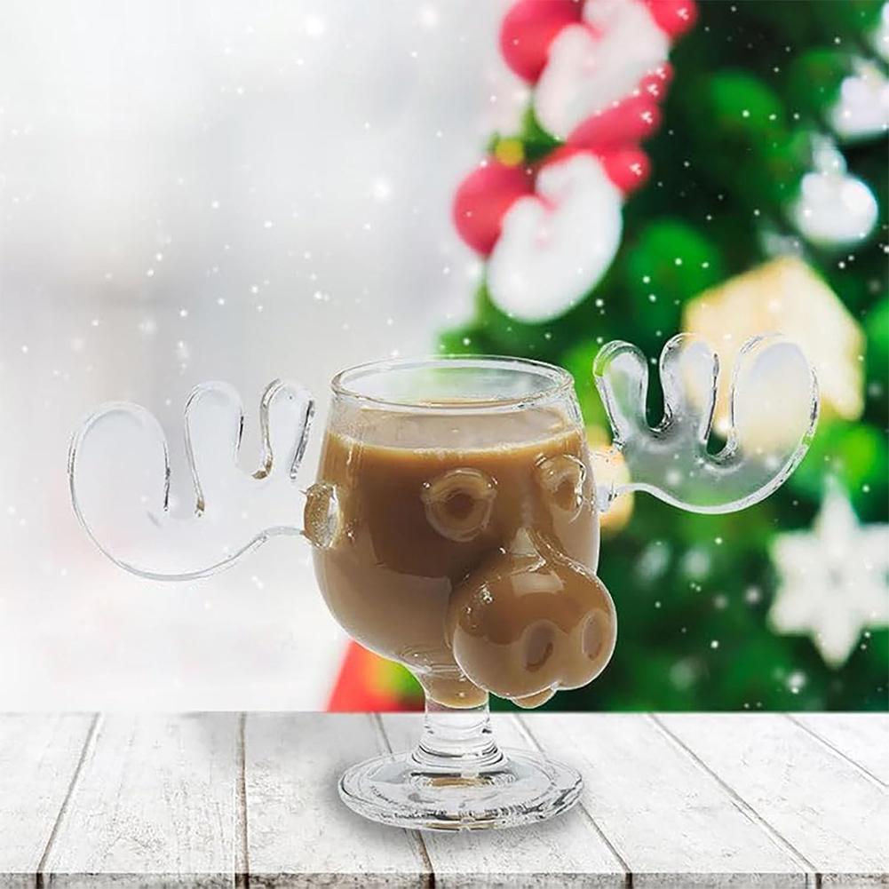 240ml 8oz Elk Wine Glass Cocktail Juice Cup Reindeer Mug Wine Beer Water Milk Whiskey Glasses Drinkware Shot Cups Christmas Gift