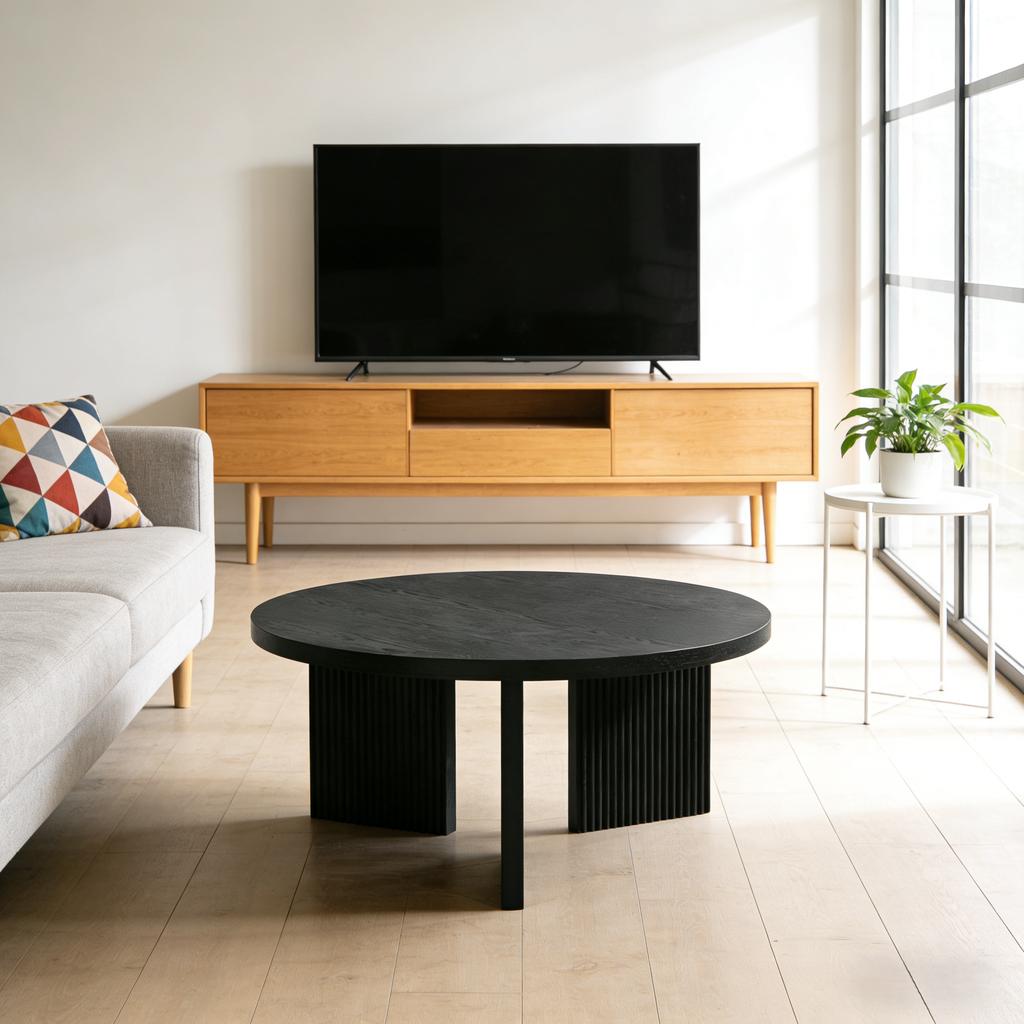 Elegant Round Coffee Table Living Room Table Side Table Coffee Table Round 80CM - Stylish & Space-Saving for Every Room (1 Piece)