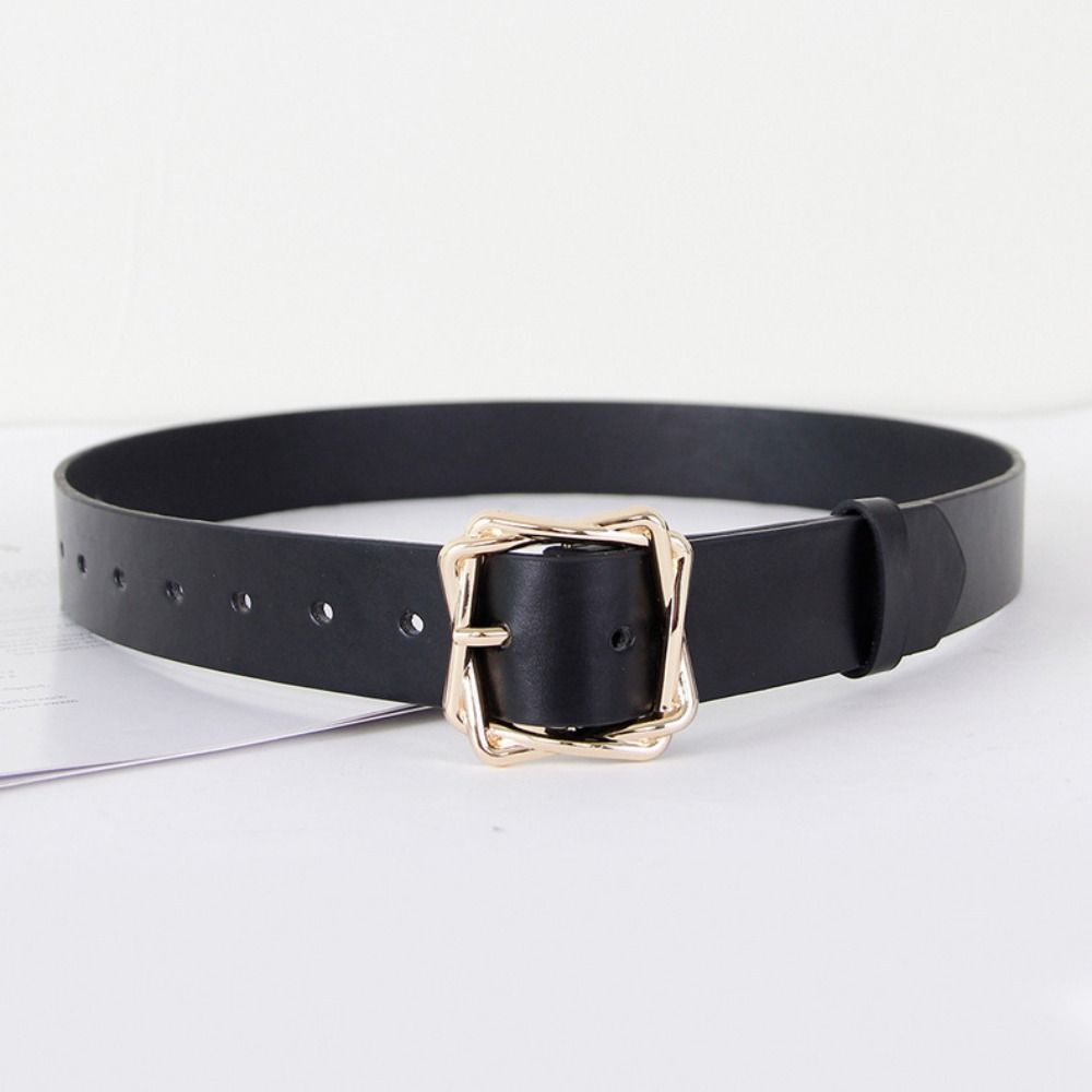 Adjustable PU Leather Belt Black Jeans Belt Fashion Women's Belts for Jeans Dresses Decoration