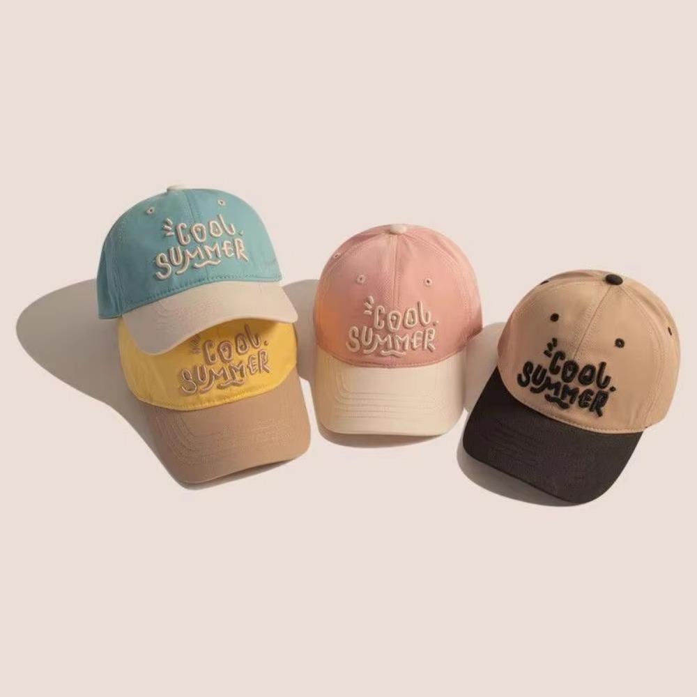 Contrasting Color Sun Shading Hat Embroidery Baby Duckbill Hats For 2-7Year Boys Girl