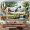 "Spotted Horse by a Forest Stream" Pattern Wall Hanging Tapestry Decorative Tapestry Home Decor for Bedroom and Living Room