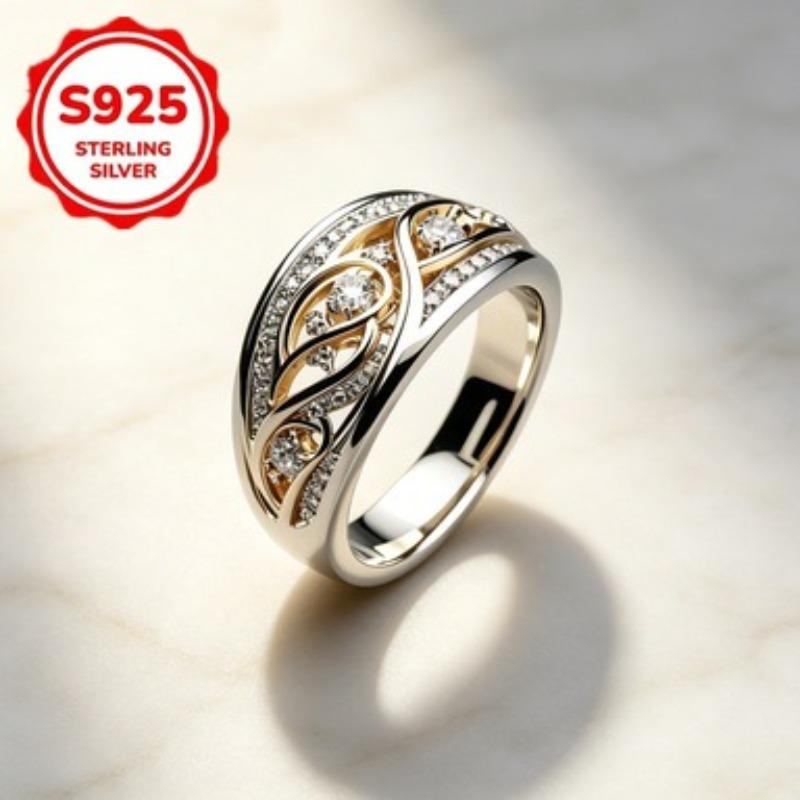Ladies925Sterling silver ring inlay3A Zirconia is easy to wear and elegant, suitable for daily wear and party outfits, and makes a great graduation