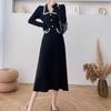 Rellawear Women Knitted Dress With Woven Collar Button  Rjy0903