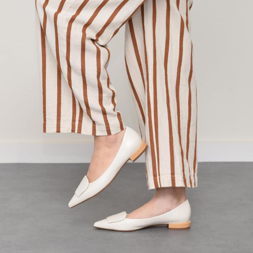 Pumps Low Heel Pointed Toe Pumps F41503 Ivory Combination Cm [Fabiorsconi] Women's 24.5