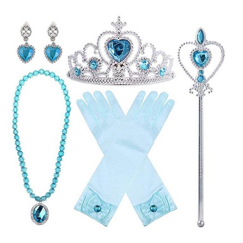 Аксессуары для костюма принцессы Набор одежды для вечеринки по случаю дня рождения Перчатки Корона Ожерелье и Коса для волос для наряжания девочек