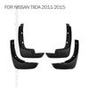 Mud Flaps Set Of 4 For Nissan TIIDA 2011-2015 Car Accessories For Fender Splash Guards Mudguard Black ABS