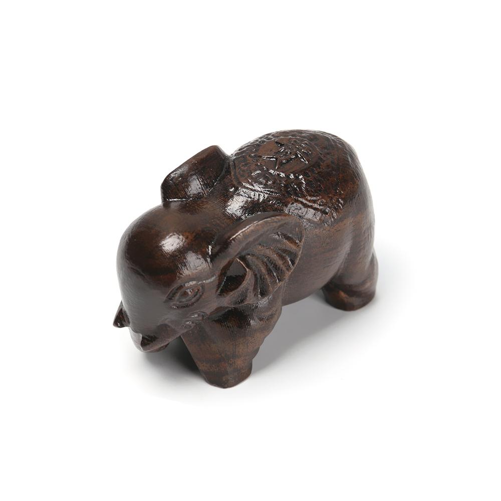 Car Ornament Wooden Craft Wood Elephant Figurines Mini Animals Statue Chakra Healing Lucky Charm