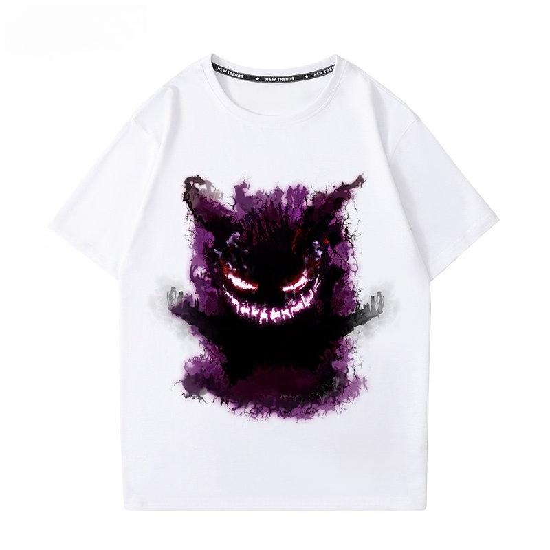 Мужская футболка с принтом Pokémon Gengar, 100% хлопок, модная летняя одежда 2026, оверсайз, уличный кэжуал, топы в стиле Y2K, одежда Streetwear