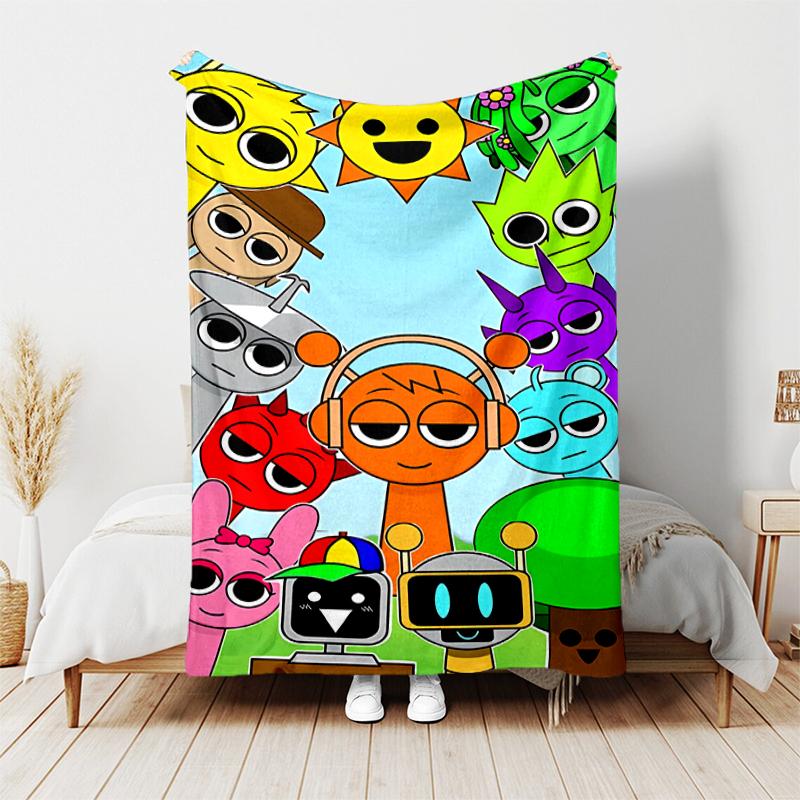 1pc Blanket Sprunki7 Print Design, Lightweight Blanket for Sofa, Bed- Soft &Warm, Gift for All Seasons like Christmas, Halloween