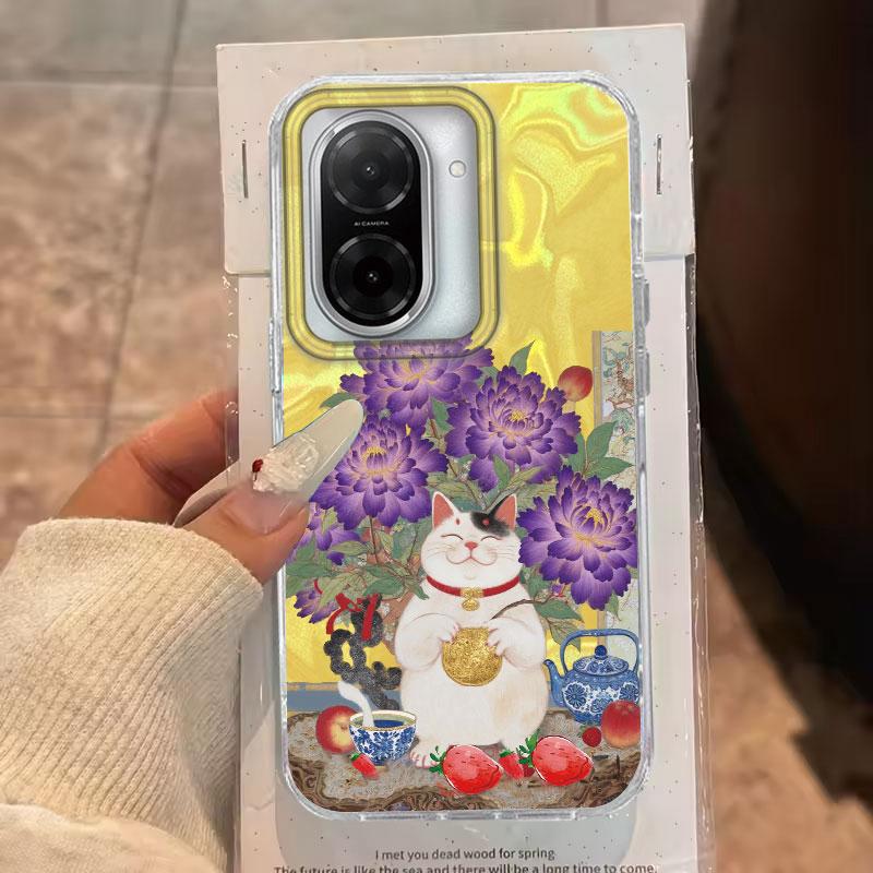 For Xiaomi 14T Pro 13T 11 Lite 5G Phone Case Cute Purple Cat Cartoon Pattern Shockproof Protective Luxury Bumper Cover TPU Shell