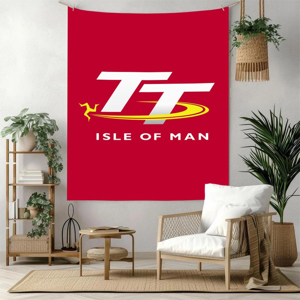 Isle Man Tt Wall Tapestry Retro Boho Made for Dorm Wall Bedroom Reading Corner Multipurpose Tasseled Design Gift for Friends Family