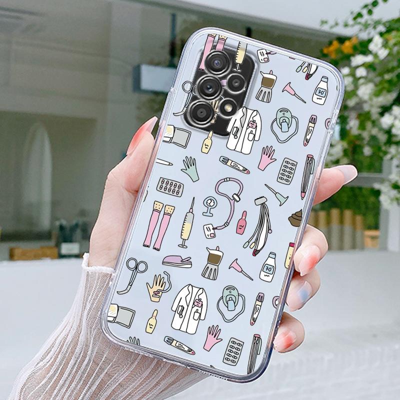 Медицинский чехол для телефона Samsung A15 A13 A35 A55 A51 A71 A41 A31 A21S A05 A17 A23 A25 A33 A53 A73 5G A07 4G с рисунком медсестры