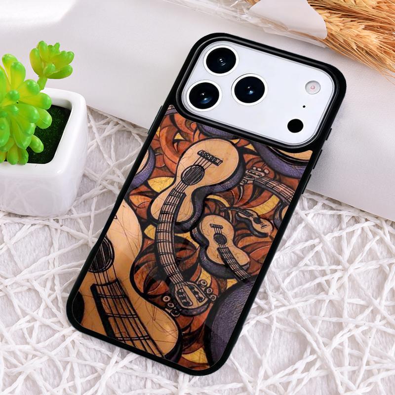 Чехол для телефона Музыкальная гитара для iPhone 17 Air 16 15 11 12 14 13 Pro Max Ударопрочный чехол