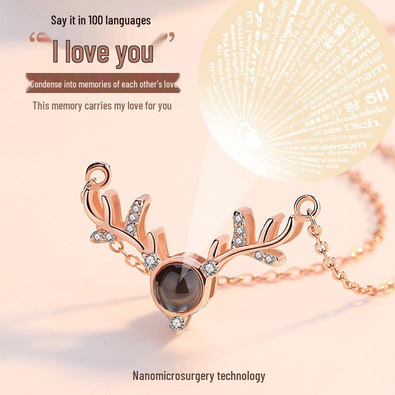 Серебряное ожерелье S925 - Проекция «Я люблю тебя» на 100 языках, Не тускнеющее, Бестселлер, вдохновленный TikTok, для женщин