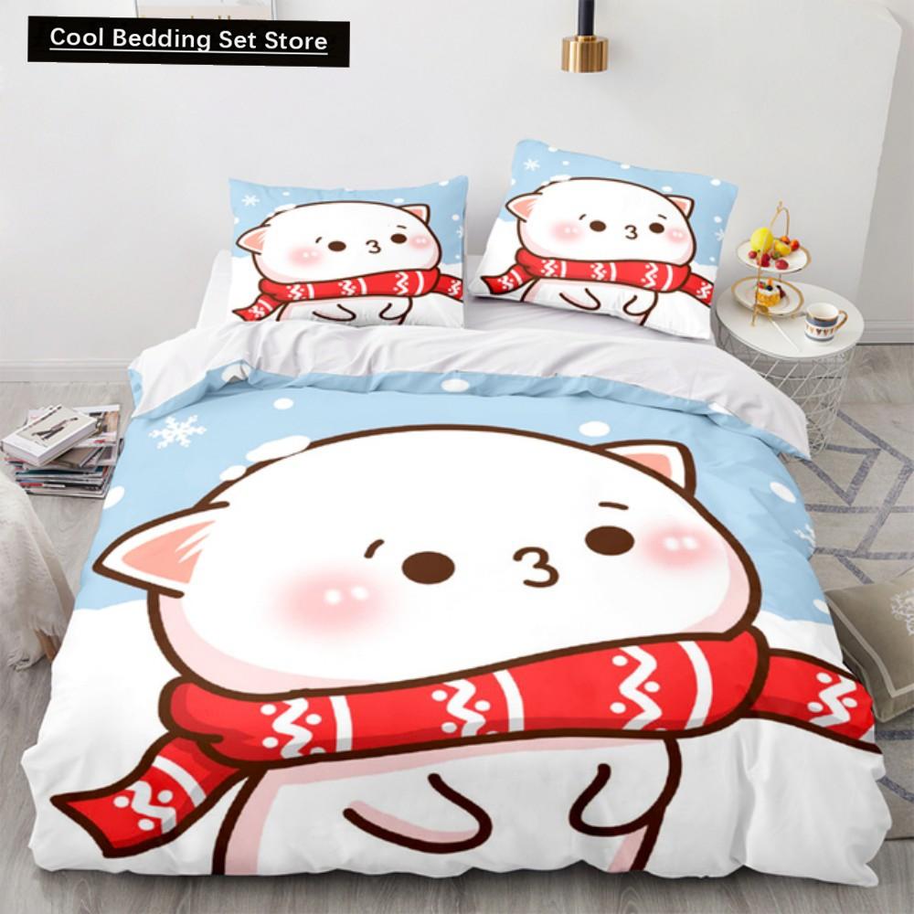 Прекрасный комплект постельного белья с изображением персикового кота, комплекты постельного белья с рисунком, двуспальные, двуспальные, двуспальные, двуспальные, односпальные, полноразмерные, комплект постельного белья для детей и девочек, белое постельное белье
