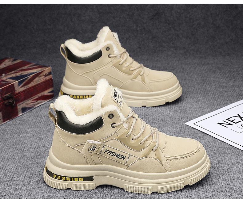 Мужские высокие зимние ботинки на шнуровке с бархатной подкладкой - Теплые уличные зимние спортивные ботинки Мартин