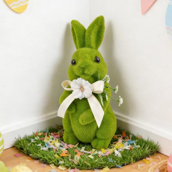 Украшение Зайчик Пасхальное Украшение с Искусственным Мхом Смоляное Ядро Водонепроницаемое Устойчивое к УФ-лучам Наружный Весенний Декор для Центрального Элемента