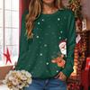 Женский модный повседневный пуловер с длинными рукавами свободного кроя и рождественским принтом, с круглым вырезом