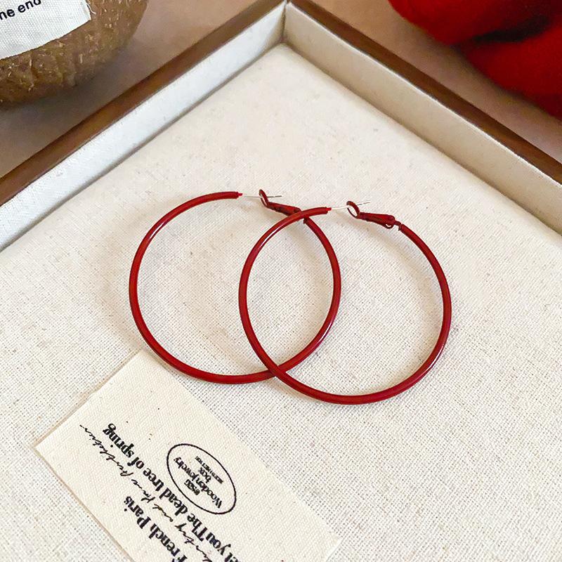 Серебряная игла холодный ветер круглые серьги-кольца европейские и американские простые преувеличенная атмосфера серьги модные универсальные дизайнерские серьги