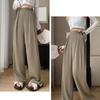 Fashionable Women's High-waisted Buttoned Suit Pants  Wide-legged Pants