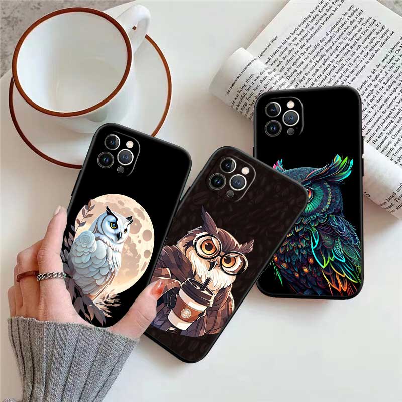 RE16 Cartoon Art Owl Shell Phone Case for Samsung Galaxy Note 10 20 S23 S24 S25 Ultra FE Plus Edge Lite A02S A35 A07 A17