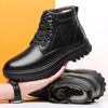 Мужские зимние ботинки, черные, на плоской подошве, мужские зимние ботинки, теплые, устойчивые к холоду, хлопковые, распродажа, повседневная мода, роскошные меховые бренды