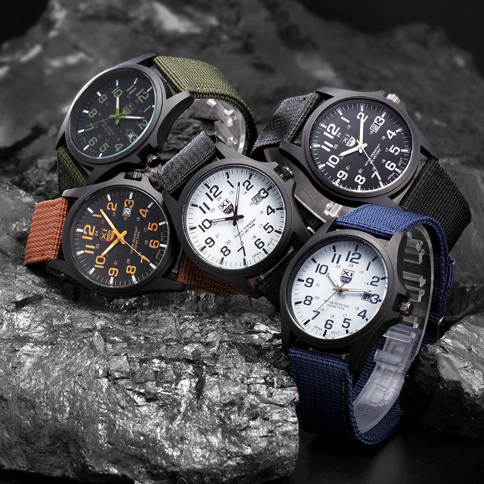 XINEW Cheap Watches Men's Nylon Calendar Army Quartz Watch