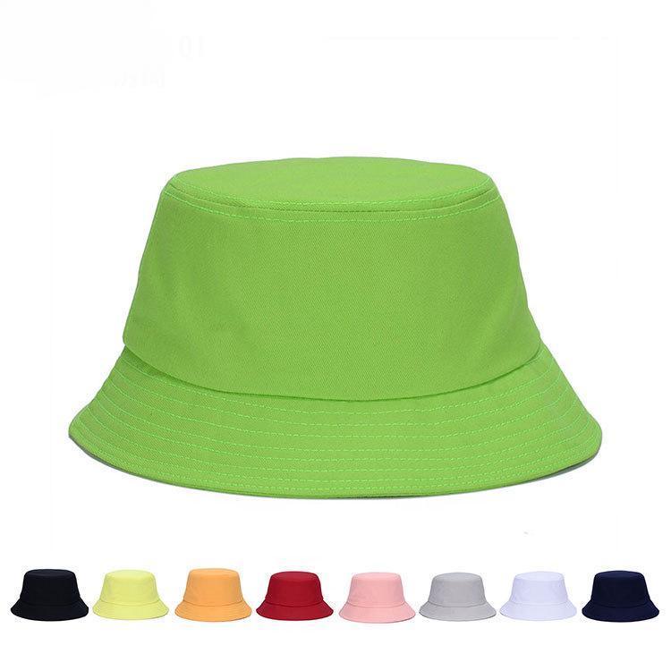 Solid Fashion Bucket Hats Summer Hat For Women Men Sun Cotton Flat Top Hat Fisherman Panama Hats
