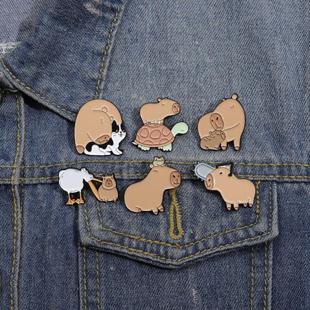 Turtle Capybara Brooch Cute Animals Pins Lightweight Cartoon Enamel Pins  Girl