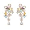 Micro-Inlaid Zircon Colored Flower Drop Earrings Earrings Are Fashionable, Light Luxury, Heavy Work, Delicate Drop Earrings