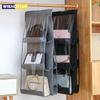 6 Pocket Hanging Handbag Transparent Storage Bag Clear Home Organizer for Wardrobe Closet Sundry Shoe Bag with Hanger Pouch