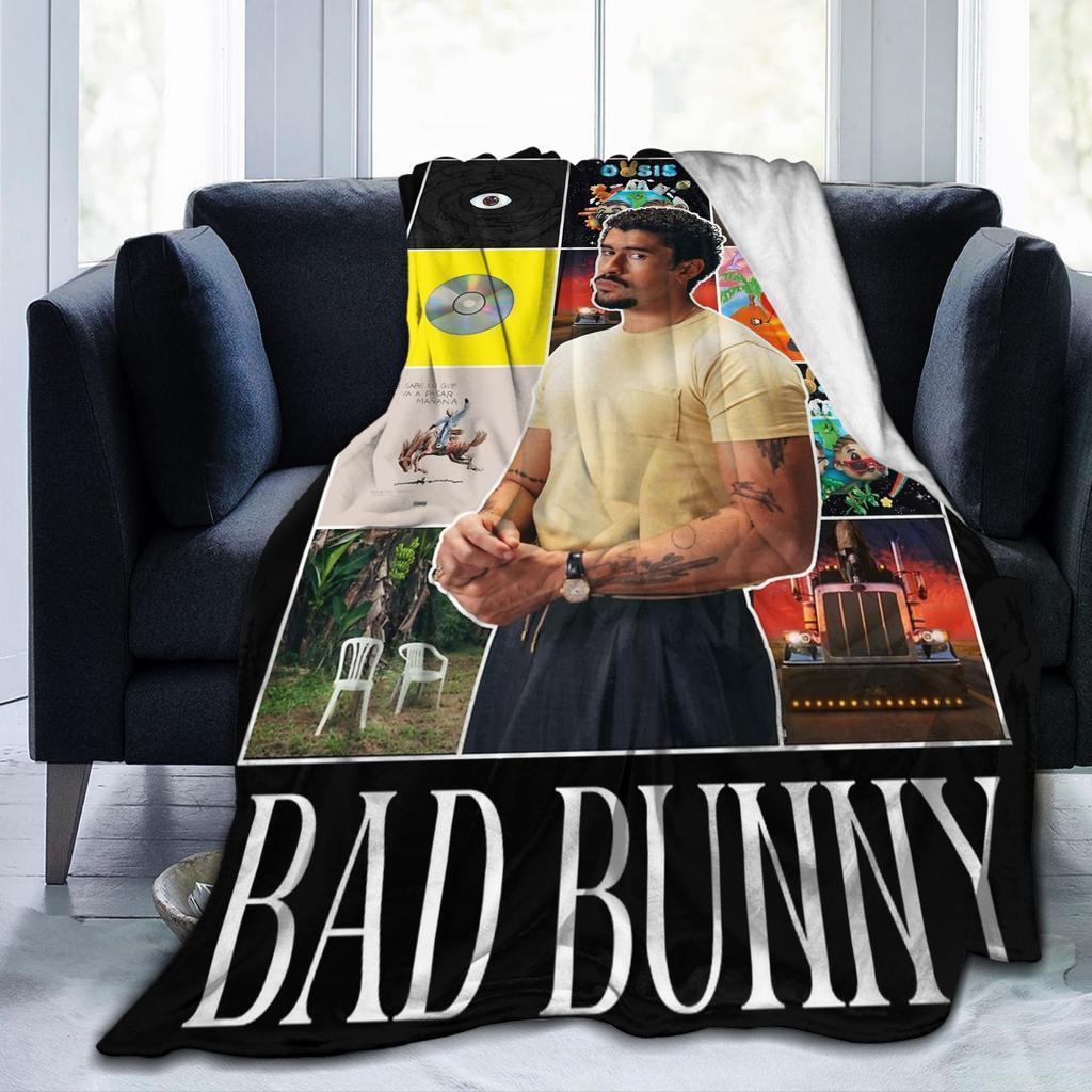 Плед BAD BUNNY TOUR Коралловый флис Плюшевый Зимний Многофункциональный Легкий Тонкий Плед для Кровати На Улицу Покрывало