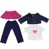 4PCS Clothes for 18'' Doll White Shirt Tops Jeans Jacket Outfit Pants Trousers Dress Skirt Clothing