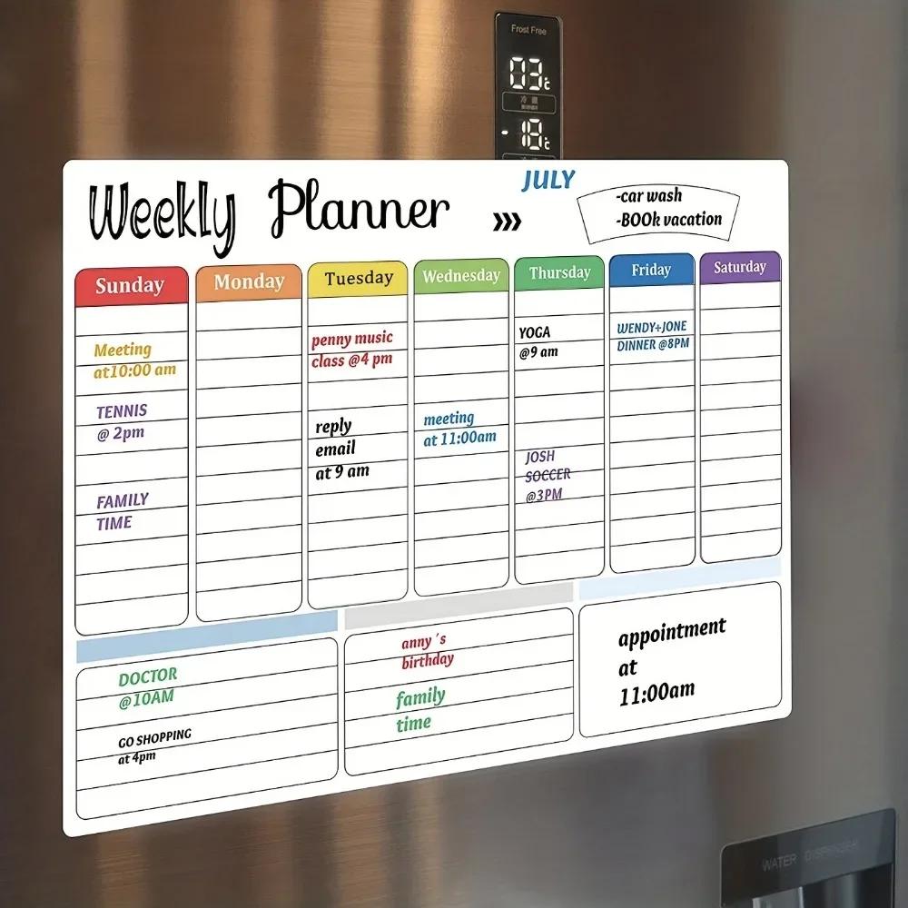 Магнитные магниты на холодильник, наклейка на холодильник с сухим стиранием для календаря, еженедельного планировщика, графика, аксессуаров для украшения дома