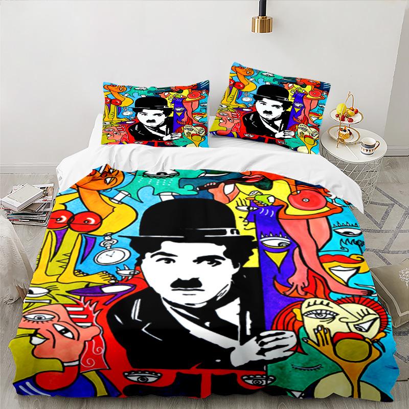 Silent Laughter Charlie Bedding Set 3pcs, High Quality Bedding Set Including 1pc Duvet Cover And 2pcs Pillowcases for Bedroom, Dormitory Gift