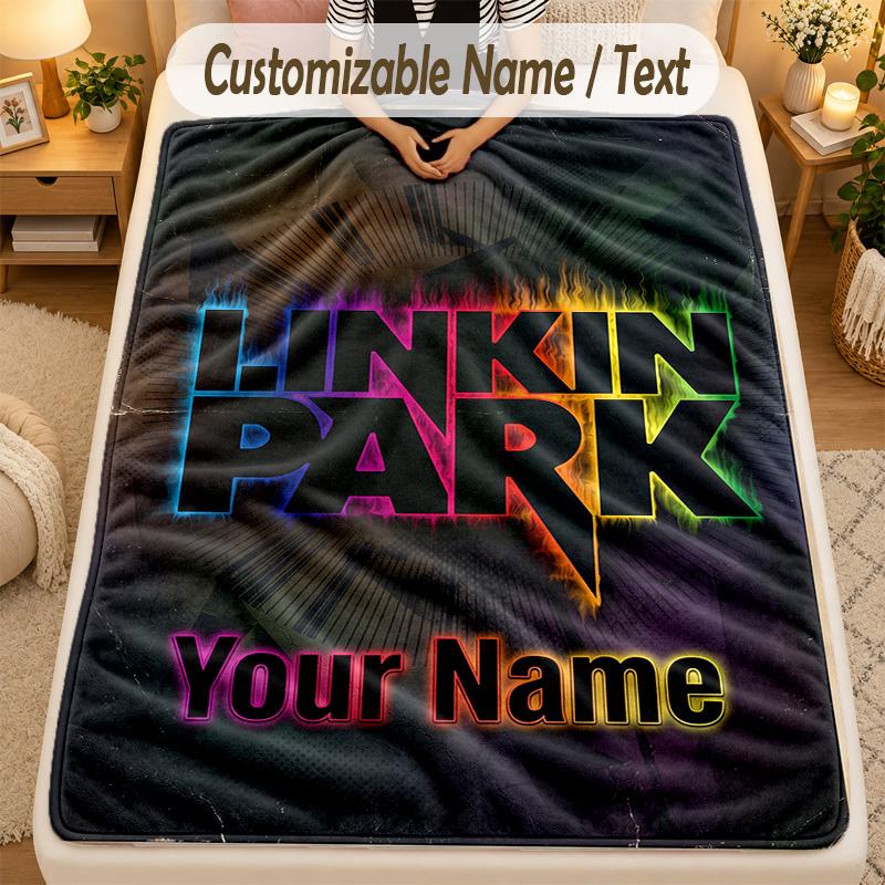 Flannel BlanketLinkin Park Custom Name Text Personalized Soft Warm Throw Blanket Home Decor Gift