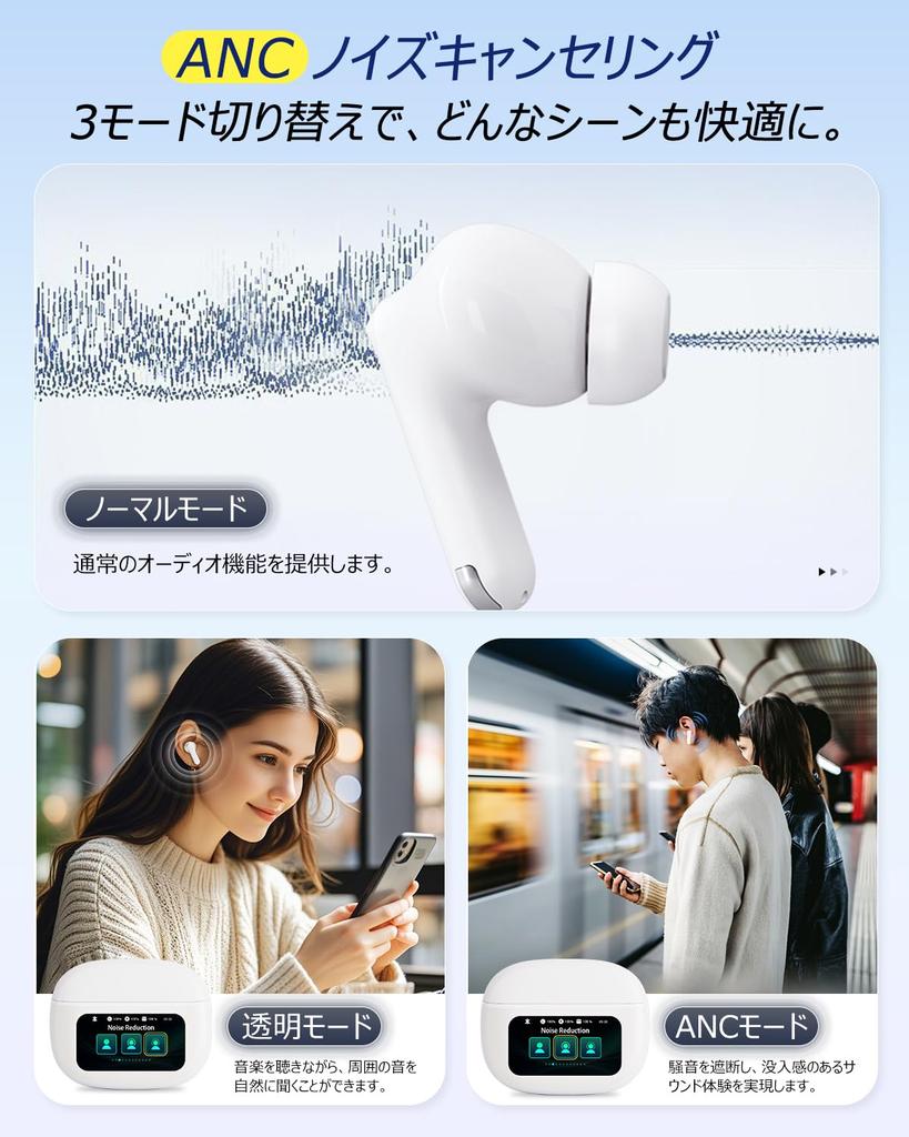 Bluetooth Earphones Wireless Earphones Bluetooth Touch Noise Cancelling Long Playtime 13mm Large Diameter Automatic Pairing Lightweight Meeting Remote