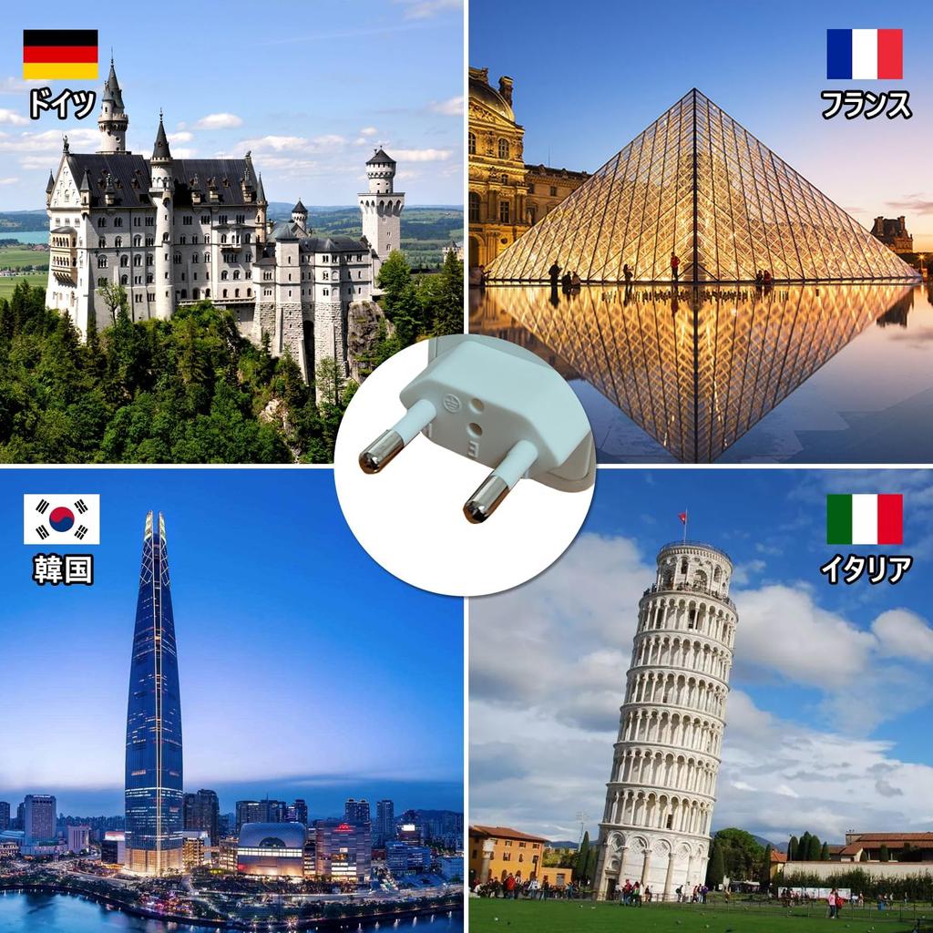 Set of 2 Conversion Plug C Type Korea Conversion Plug C Type 2 Piece AC Outlet Adapter Travel Convenient Goods Compatible with Countries Such As