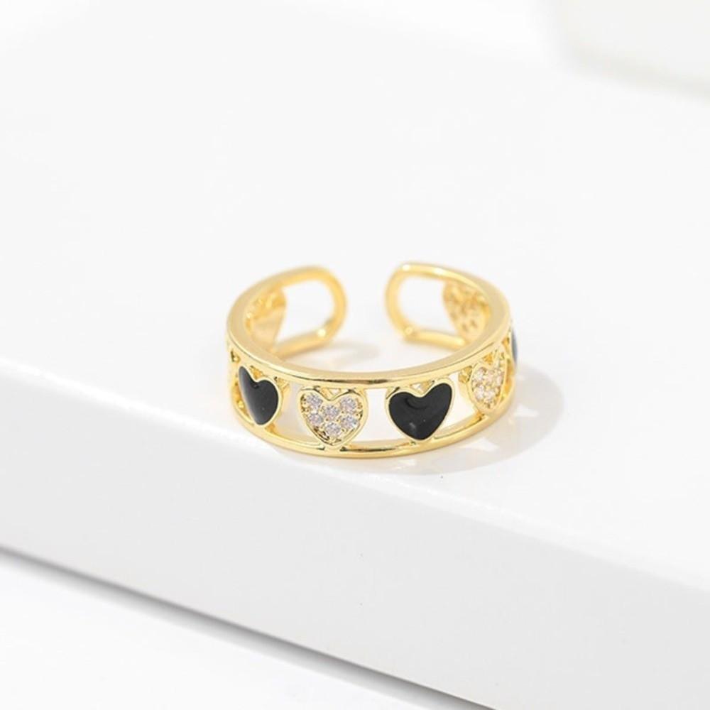 Jewelry Heart Ring Adjustable Rhinestone Ring Shiny Finger Ring Girls