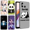 Cute Cartoon Panda Black Phone Case For Xiaomi Redmi 11 Prime 11A 12C 13C A1 A2 Plus 12 4G 10 5G 8A 9A 10A 9C 10C 9i 12R Note 9T