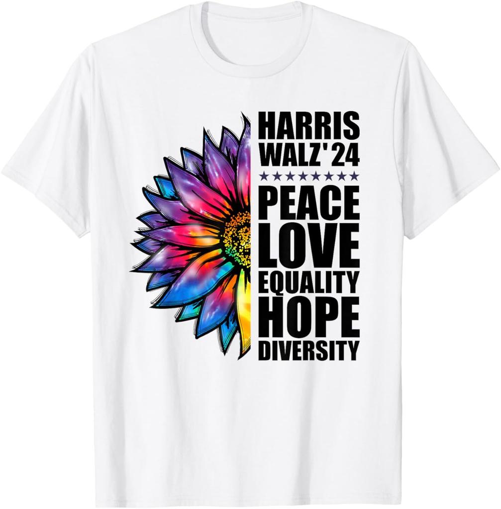 Kamala Harris Tim Walz 2024 Peace Love Harris Walz Waltz T-Shirt