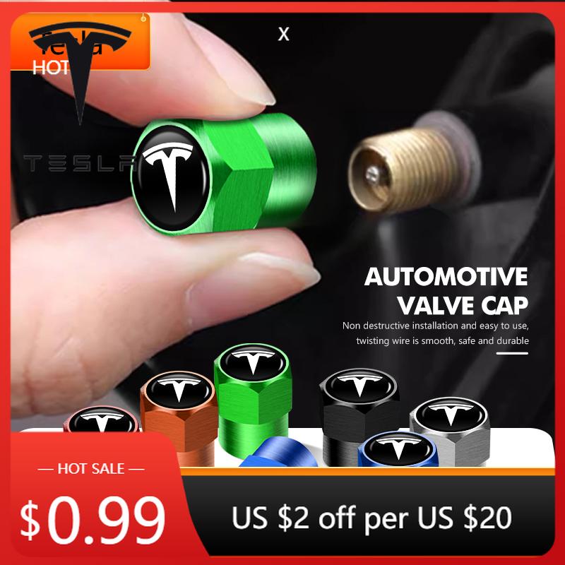 Car Sticker Tesla For Tesla Car Tire Valve Stems Cap Knurling Style Tire Valve Cap Model Y 3 S X Roadster Bonina