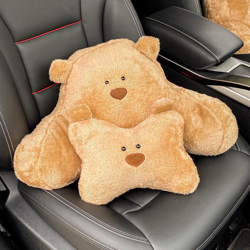 Мультяшная подушка-подголовник для шеи: Милая плюшевая зимняя поясничная поддержка для женщин