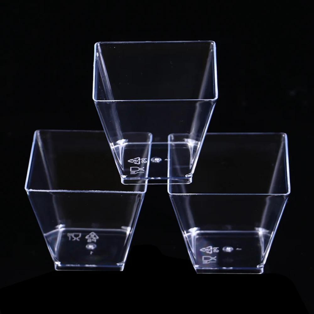 20 шт. Квадратные стаканчики с широким горлышком, одноразовые пластиковые стаканчики для мусса, ступенчатые стаканчики для закусок, десертные стаканчики, пудинг