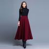 Women Maxi Skirt Elastic High Waist Large Hem A-Line Skirt with Pockets Solid Color Swing Skirt Streetwear