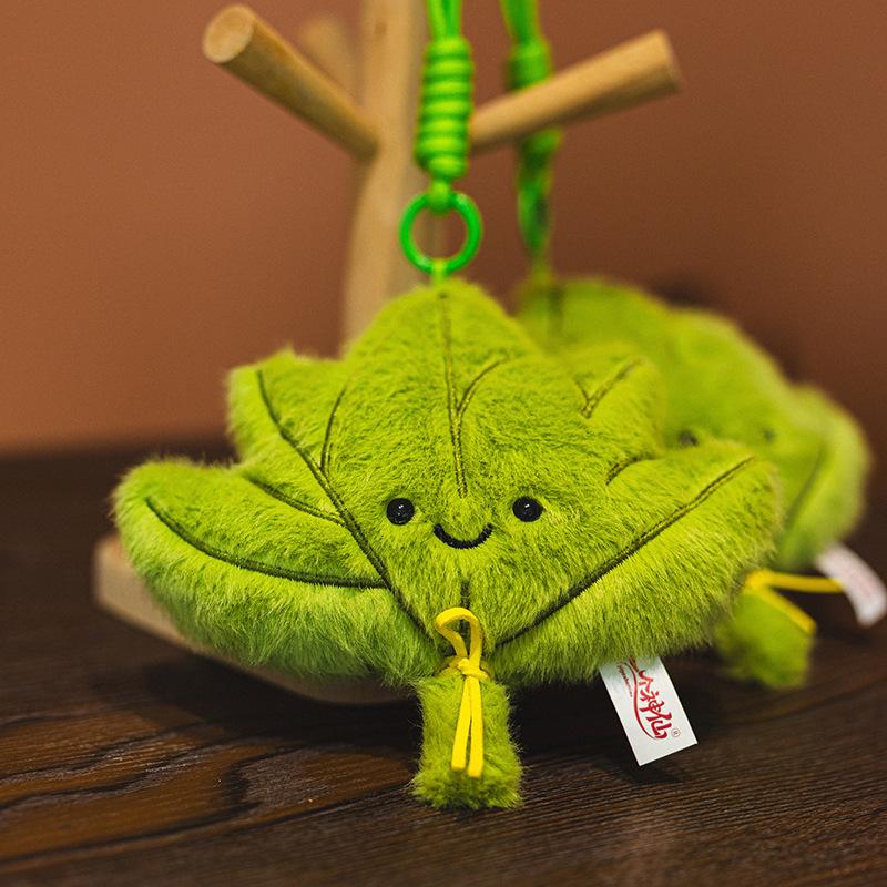 Зеленый плюшевый кулон в виде листа помело, брелок для ключей автомобиля для избавления от невезения, украшение для дома, спальни, подвески для рюкзака, подарок на день рождения