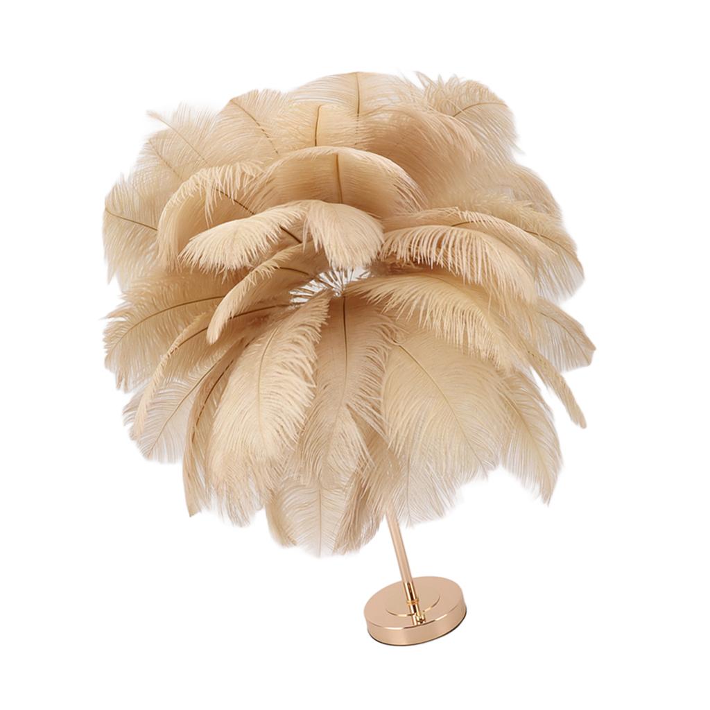 Ostrich Feather Table Lamp Rechargeable Modern Romantic Decoration Lamp Bedroom Bedside Lamp for
